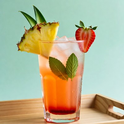 Pineapple Strawberry Mint Cocktail