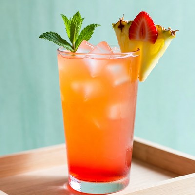 Pineapple Strawberry Mint Cocktail