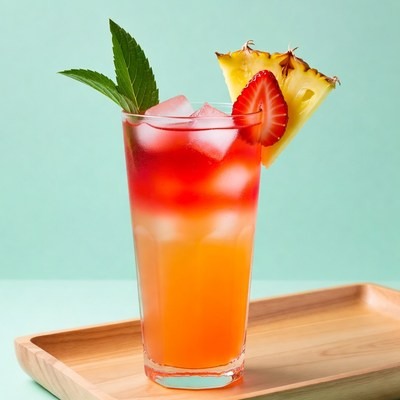 Red Orange Layered Cocktail with Pineapple
