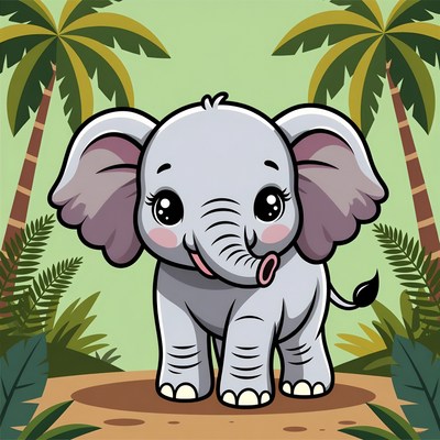 Cute baby elephant in jungle