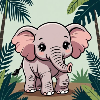 Cute baby elephant in jungle
