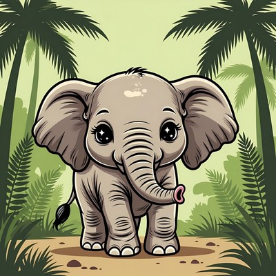 Cute baby elephant in jungle