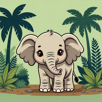 Cute baby elephant in jungle