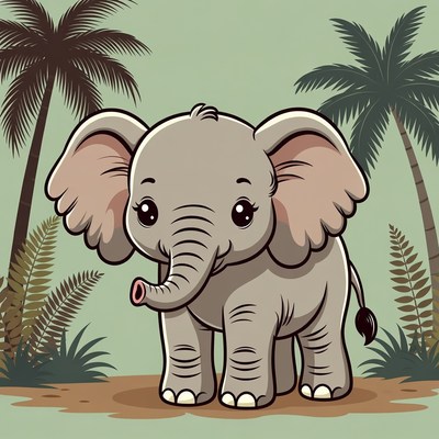 Cute baby elephant in jungle