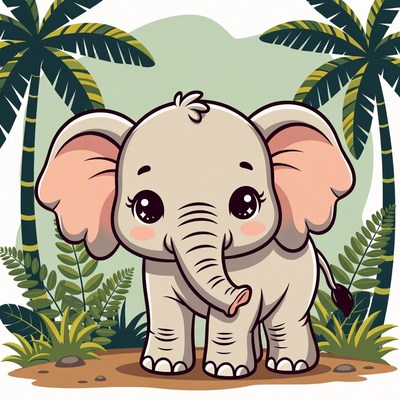 Cute baby elephant in jungle