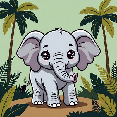 Cute baby elephant in jungle