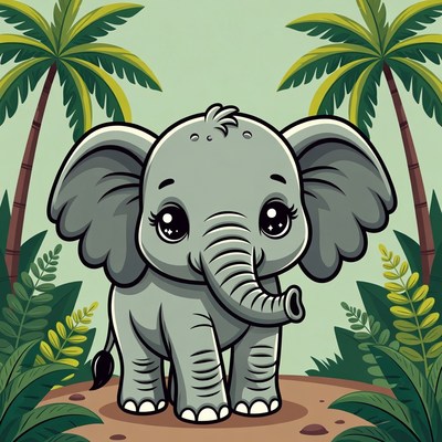 Cute baby elephant in jungle