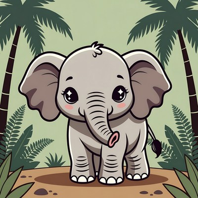 Cute baby elephant in jungle