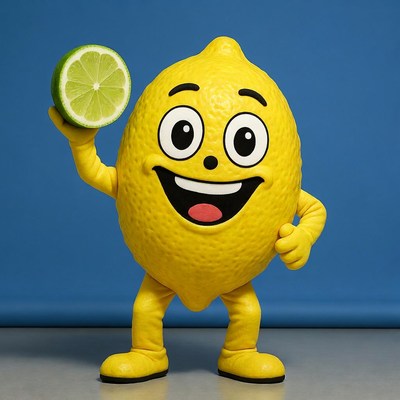 Cartoon Lemon Holding Lime