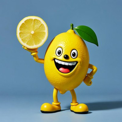 Cartoon Lemon Holding Lemon Slice