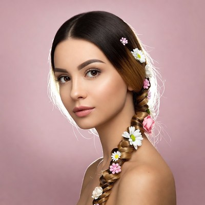 Woman with flower braid hairstyle
