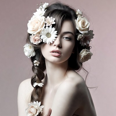 Woman with flower headpiece