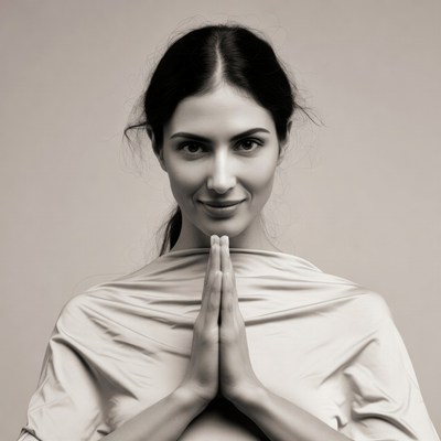 Woman in prayer pose