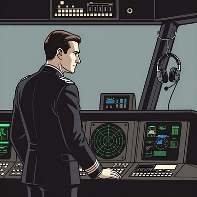 Ship Captain at Radar Console
