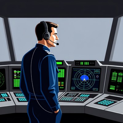 Pilot man at aircraft cockpit console