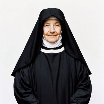 Nun in black habit smiling