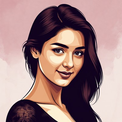 Beautiful Asian woman portrait illustration