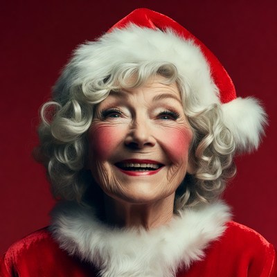 Elderly woman smiling in Santa hat