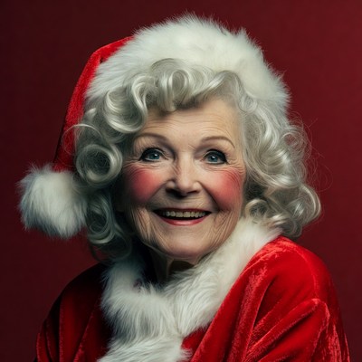 Elderly woman in Santa hat