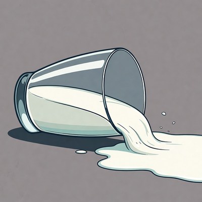 Spilling milk from glass