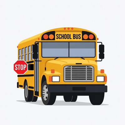 Yellow School Bus with Stop Sign