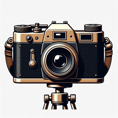 Vintage Camera on Tripod