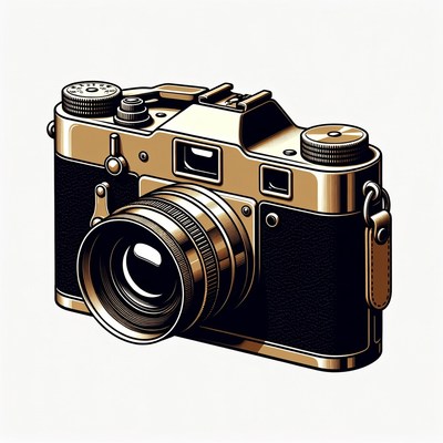 Vintage Gold Camera Illustration
