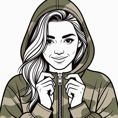 Blonde woman in hoodie