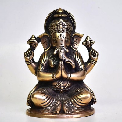 Brass Ganesha Statue Praying