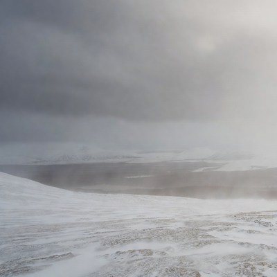 Snowy Mountain Landscape in Blizzard
