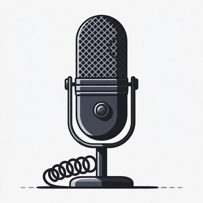 Black Microphone on Stand Illustration