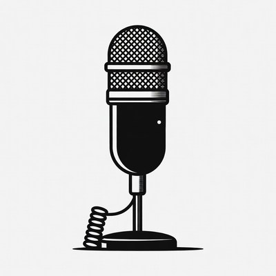Black line art microphone illustration