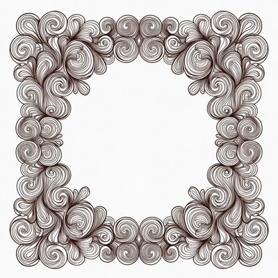 Ornate Brown Floral Frame Border