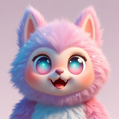 Cute Pink Fluffy Kitten Smiling