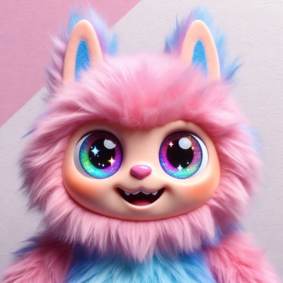 Pink Fluffy Fox Plush Toy