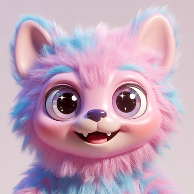 Cute pink fluffy fox illustration