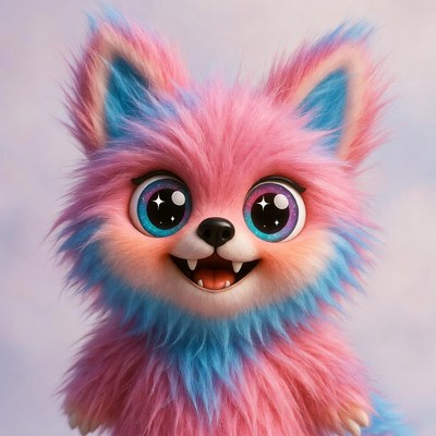 Cute pink fox with blue accents