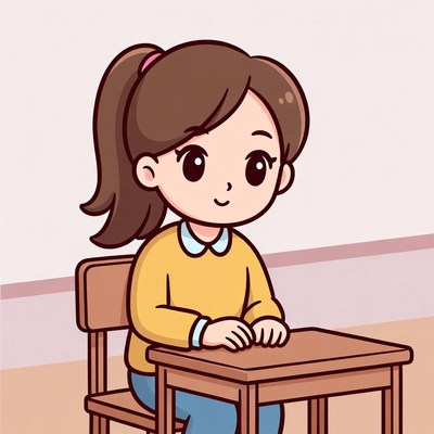 Girl sitting at school desk