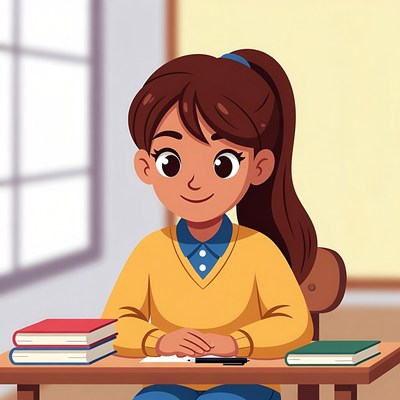 Girl studying at desk