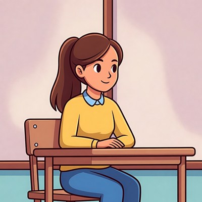 Girl sitting at school desk