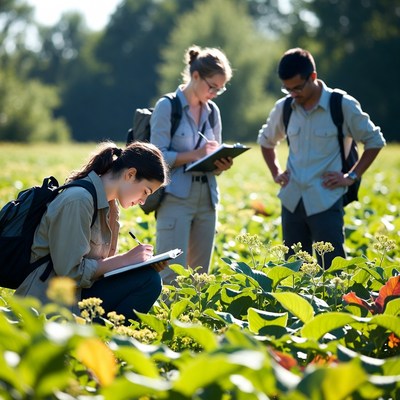 Scientists Studying Plants in Field