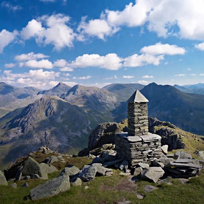 Stone Cairn on Mountain Summit