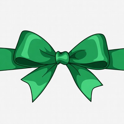Green ribbon bow illustration