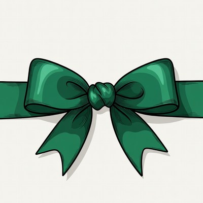 Green ribbon bow illustration