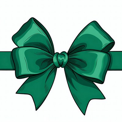Green Ribbon Bow Illustration