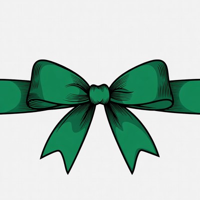 Green ribbon bow illustration