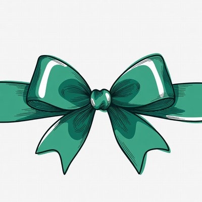 Green ribbon bow illustration