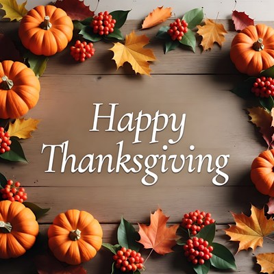 Happy Thanksgiving Pumpkins and Leaves