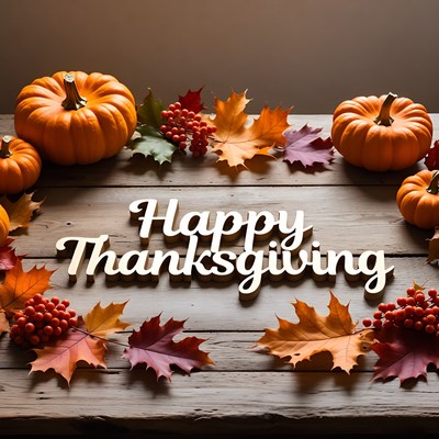 Happy Thanksgiving Pumpkins and Leaves