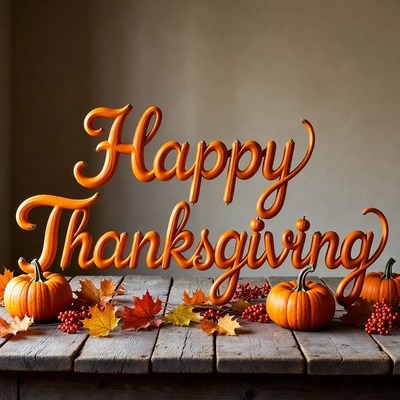 Happy Thanksgiving Text with Pumpkins